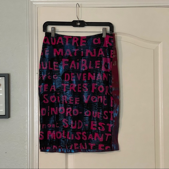 CUSTO Barcelona Vintage ‘90 Art Skirt with Metallic Reflective Pattern - Picture 3 of 12